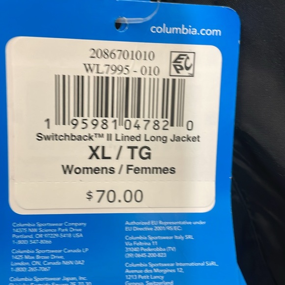NWT Women’s Columbia jacket size XL  Black - Picture 10 of 10